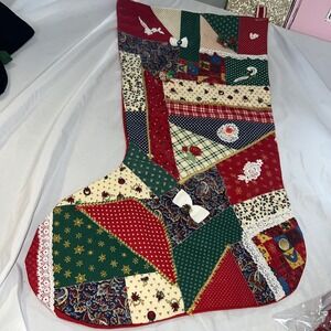Xl Vintage Patchwork Christmas Stocking 27Inches Long 12 Inches Wide Handmade